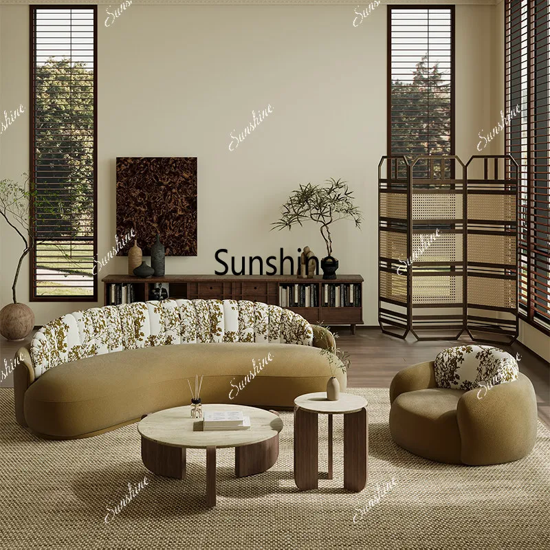 Wabi Sanfeng Curved Sofa B & B Hotel Rest Area Reception Sofa