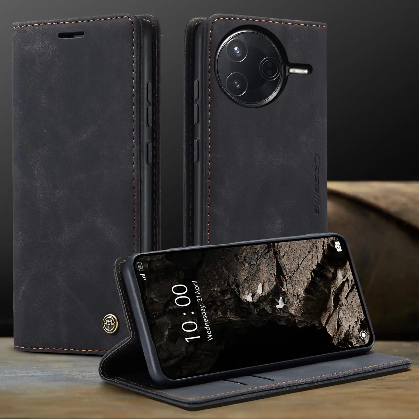 Luxuriöse Retro-Hülle für Xiaomi Poco F7 Pro, mehrere Kartenfächer, Standfunktion, Handyhülle für Poco F7 Ultra, Leder-Geldbörse