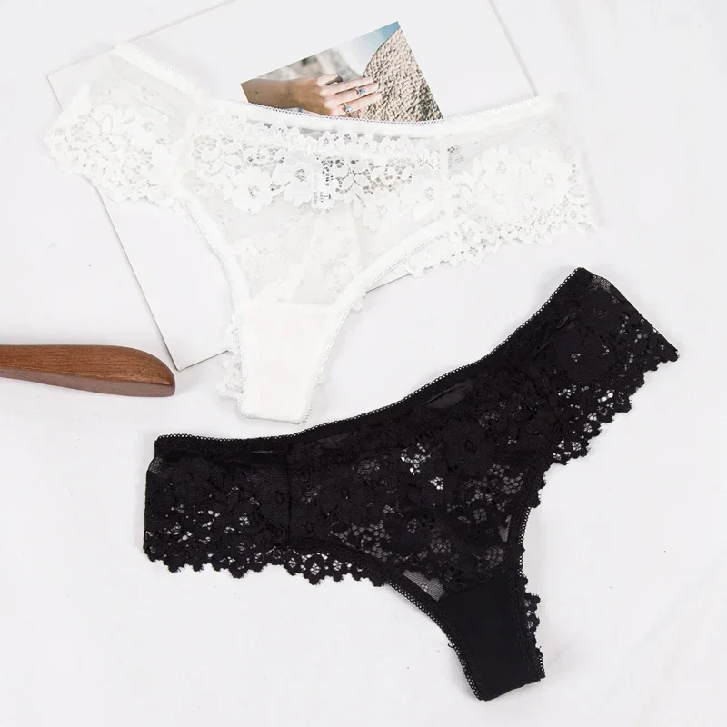 Women Panties Sexy Underwear Black Lace Panties Lingerie Female Floral Lace Briefs Perspective Finetoo Design Ladies Pantys