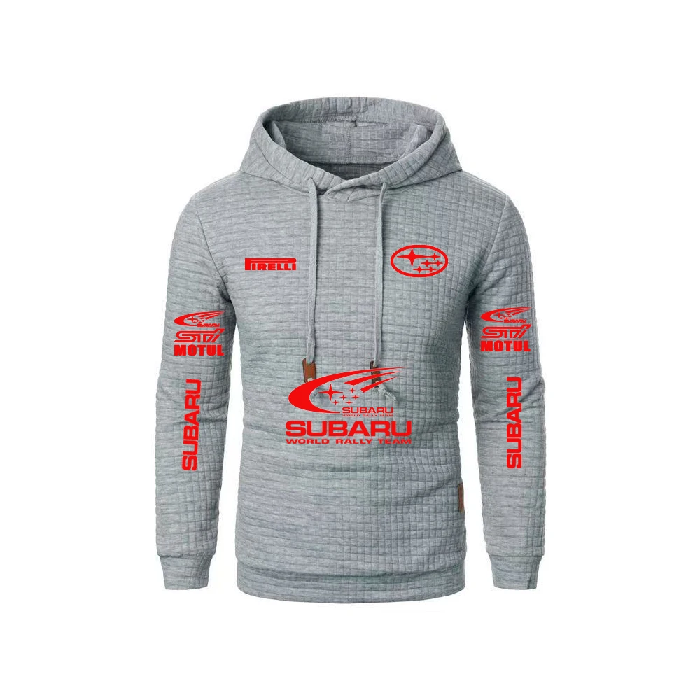 

2026 new men's hooded checkered hoodie youth casual SUBARU sport jacquard pullover jacket thin version