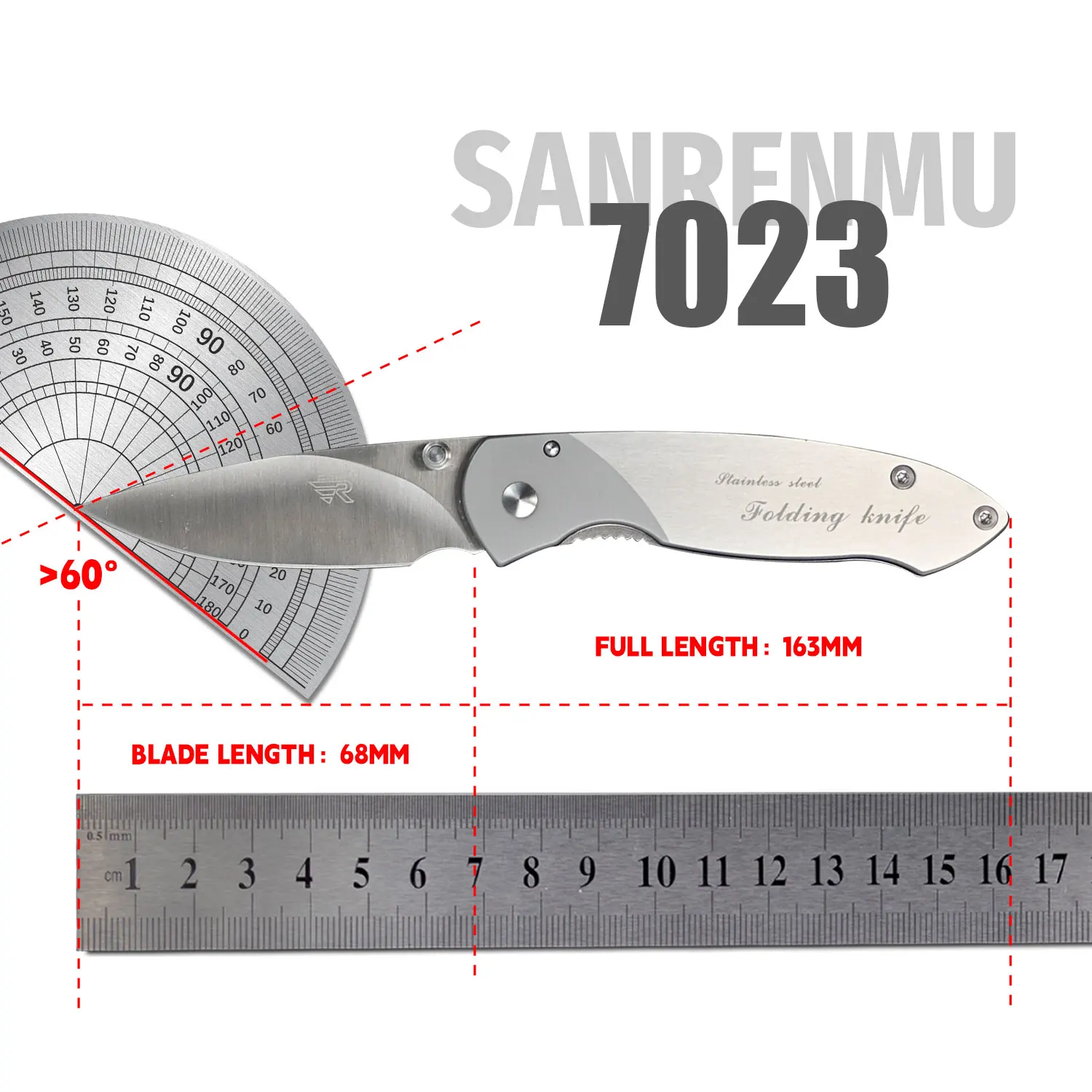 SANRENMU-cuchillo plegable de bolsillo, herramienta de corte de fruta, supervivencia al aire libre, Camping, caza, EDC, 7023, 8Cr13Mov