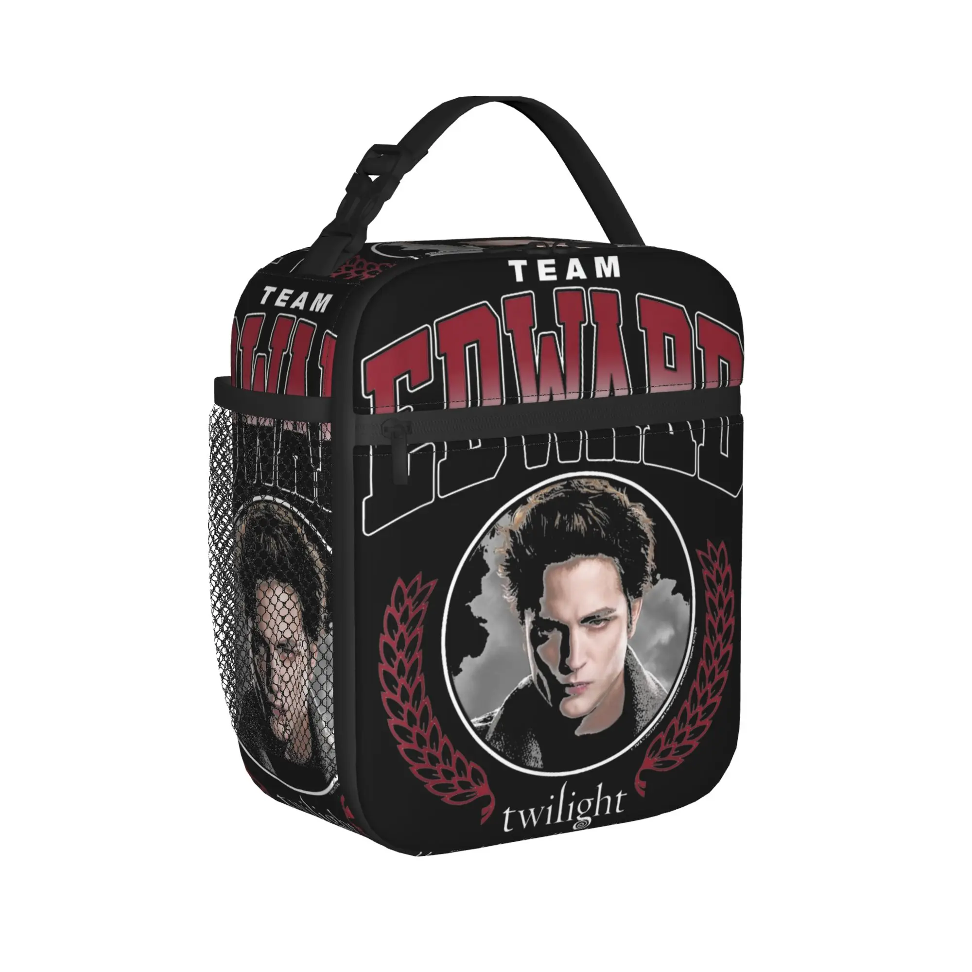 Team Edward Portrait  Twilight Insulated Lunch Bags Robert Pattinson  Meal Container Thermal Bag Tote Lunch Box Men Women