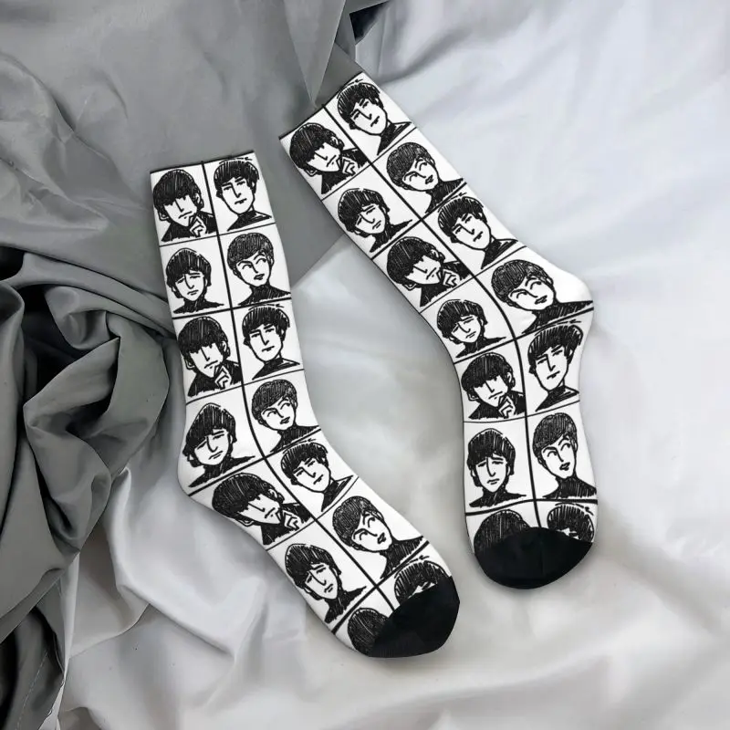 Fun Men\'s Heavy Metal Rock The Beatle Dress Socks Unisex Warm Comfortable 3D Print Crew Socks