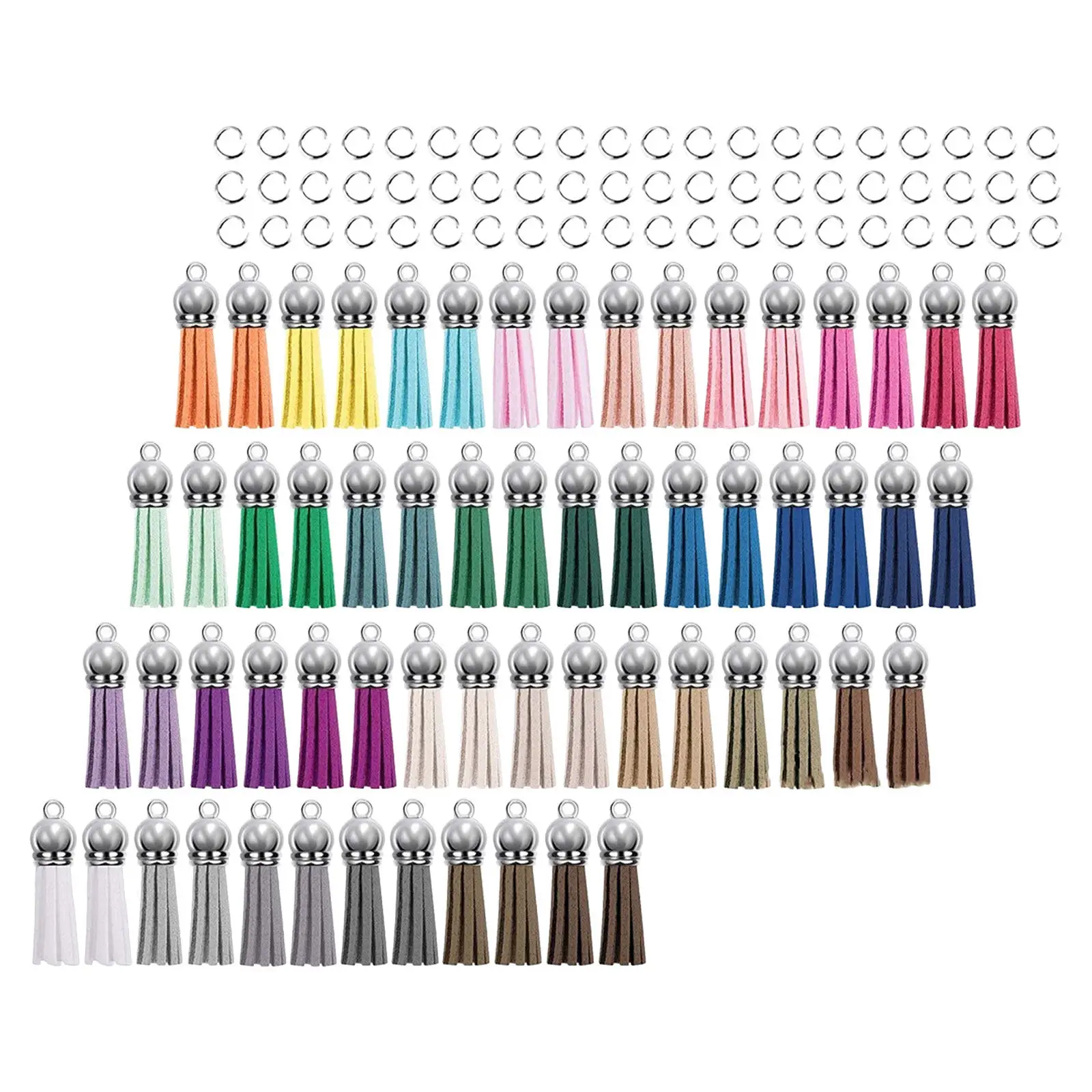 60pcs DIY Keychain Tassels for Jewelry Making – Faux Leather Charms with Jump Rings & Straps