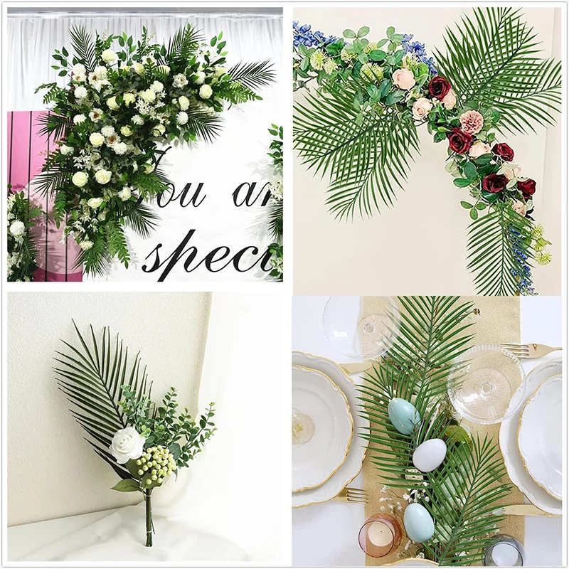 10Pcs Artificial Palm Tropical Leaves Monstera Leaves for Hawaiian Party Beach Table Wedding Baby Shower Birthday Decoration - view 5