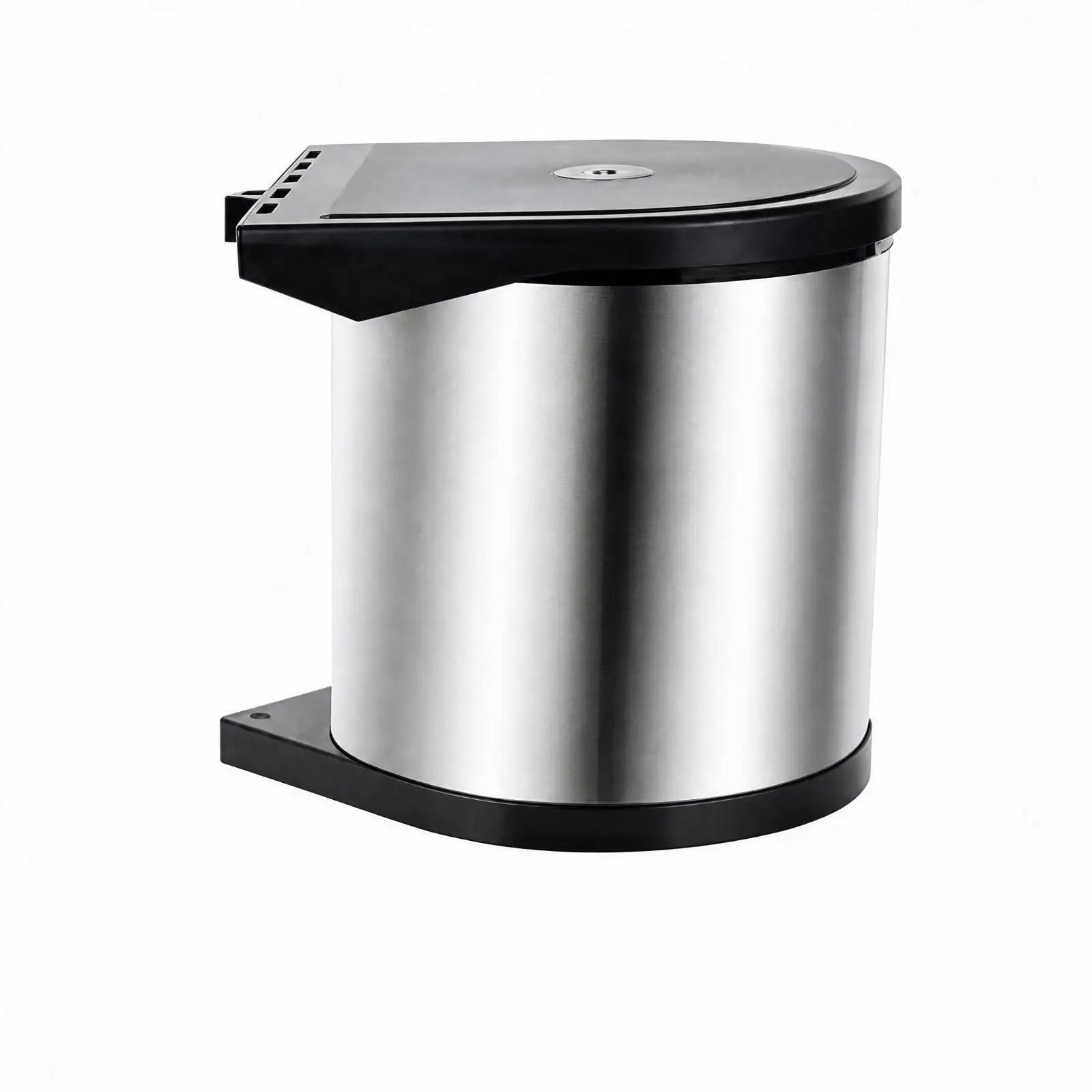 Mounted Kitchen Trash Can 5L Stainless Steel Swing Lid Waste Basket for Under Sink Cabinet Recycling Bin