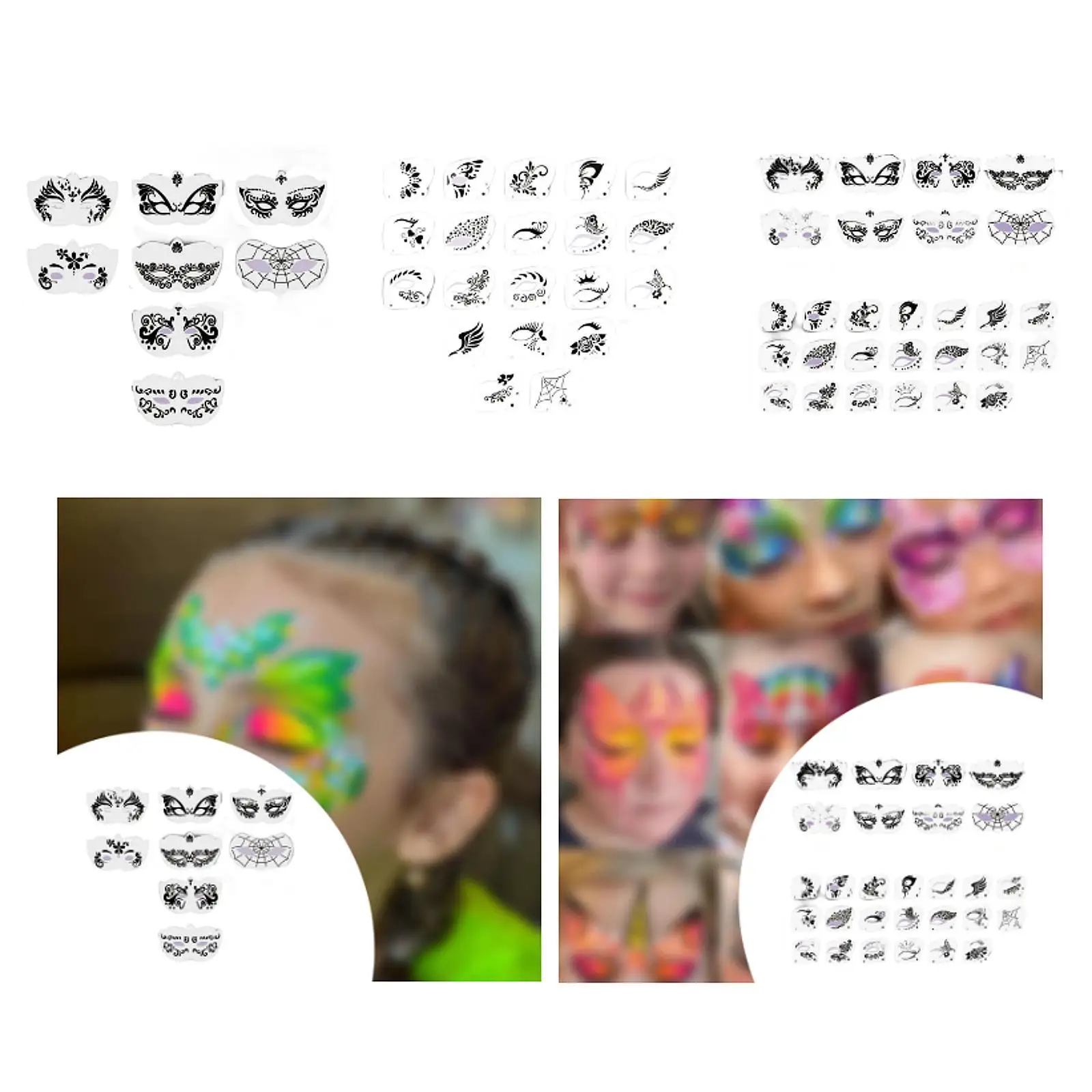 Halloween Face Painting Stencils Set with Multiple Patterns for Children Adults Carnival Holiday Party Art