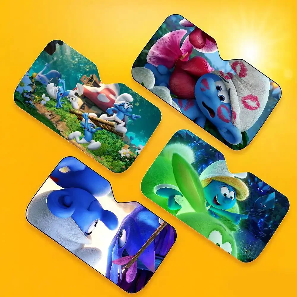 كارتون S_Smurfs سيارة ظلة سيارة ظلة يغطي غطاء الزجاج الأمامي العالمي للطي قناع #2