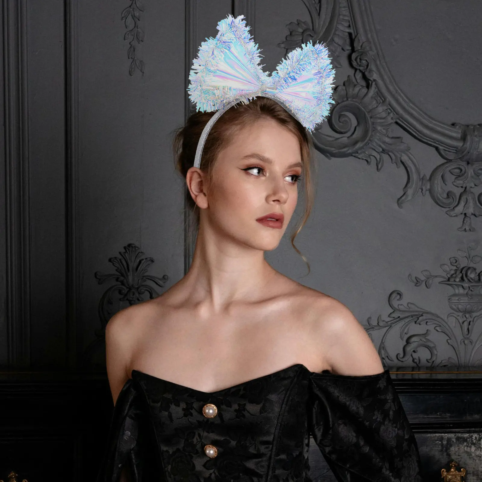 

Bowknot Headband Large Glittering Silk Flower Bow Hairband Girl Festival Performing Hair Accessory Large Bowknot Hairband