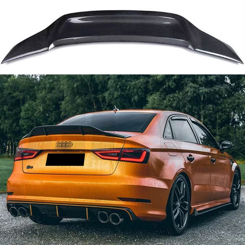 For AUDI A3 S3 RS3 8V Limousine Sedan R Style Carbon Fiber Rear Spoiler Trunk Wing 2013-2020 Forged