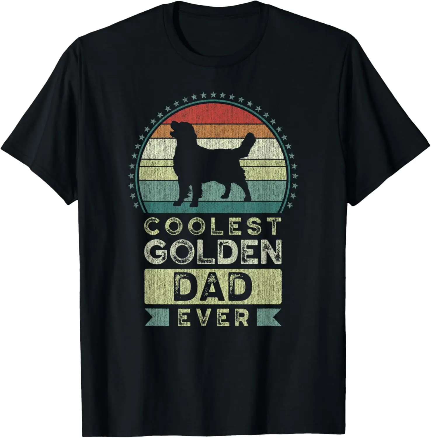 

Mens Coolest Golden Dad Ever Father's Day, Golden Retriever Daddy T-Shirt