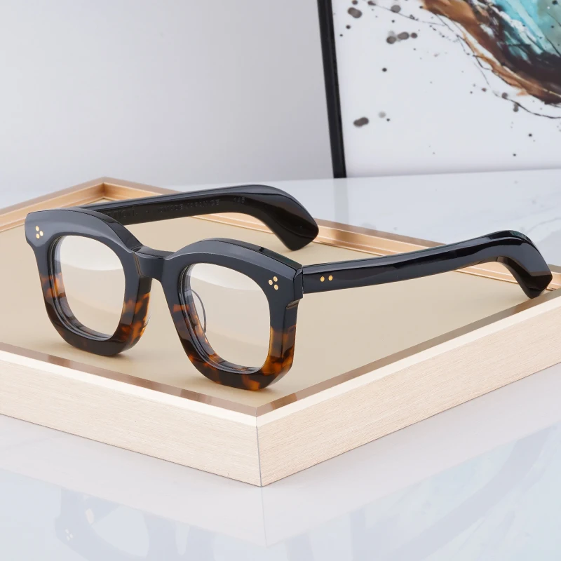 

High Quality Vintage Thick Acetate Square Glasses Japanese Handmade Frame For Men Women Designer Brand Retro Fashion Eyeglasses