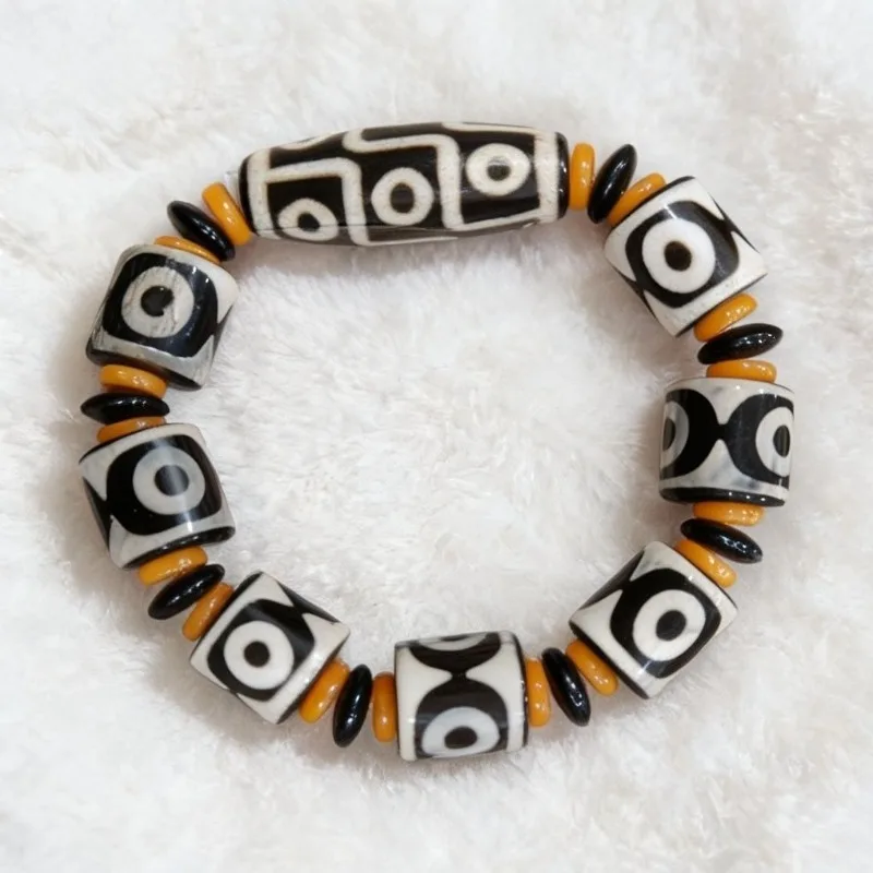 

Dzi Beads Three-eye Dzi Beads Bracelet Agate Stone Men's and Women's Jewelry Bracelet.