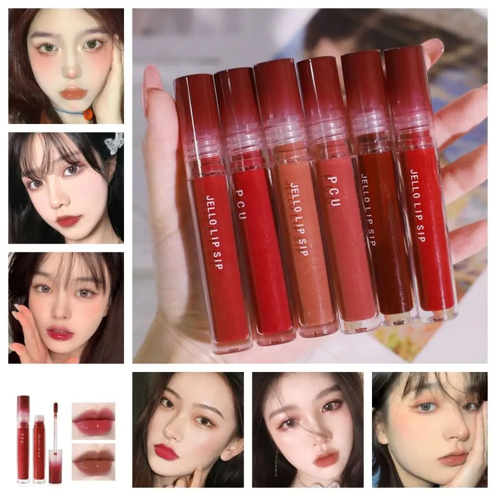 Hydraterende 6-kleuren lipgloss Langdurige gladde make-up Cosmetische lippenstift Non-stick Cup Waterige natuurlijke lipmodder Gezondheid Schoonheid