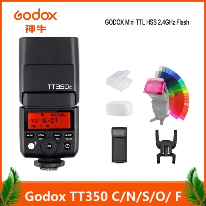 GODOX 카메라 플래시 S/N/C/F/O 세트 탑 핫 부트 플래시 소형 TTL 고속 동기화, 캐논 니콘 소니 후지필름 올림푸스 카메라용 TT350