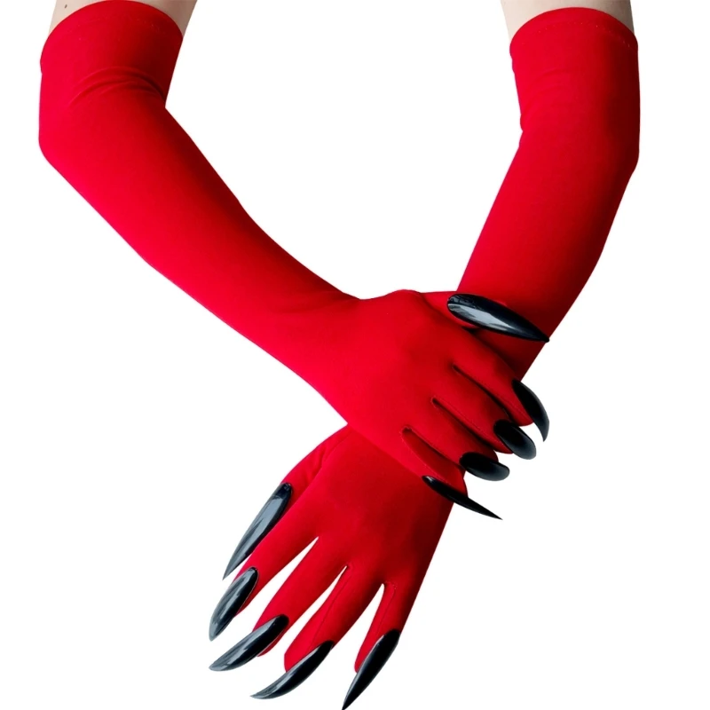 Devil Scary Long Mittens Spirit Corpse Hands Gloves Hand Reapers Gloves for Halloween Cosplay and Role Playing