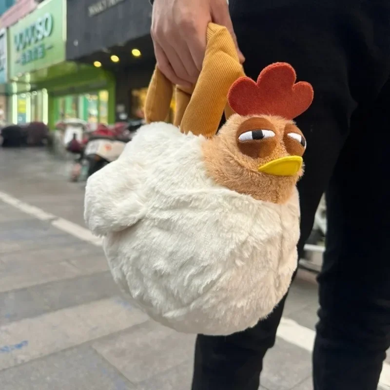 Fur Chicken Plush Bag Ugly Hen Shape Handbag Funny Chicken Doll Satchel Purse for Women Birthday Gifts