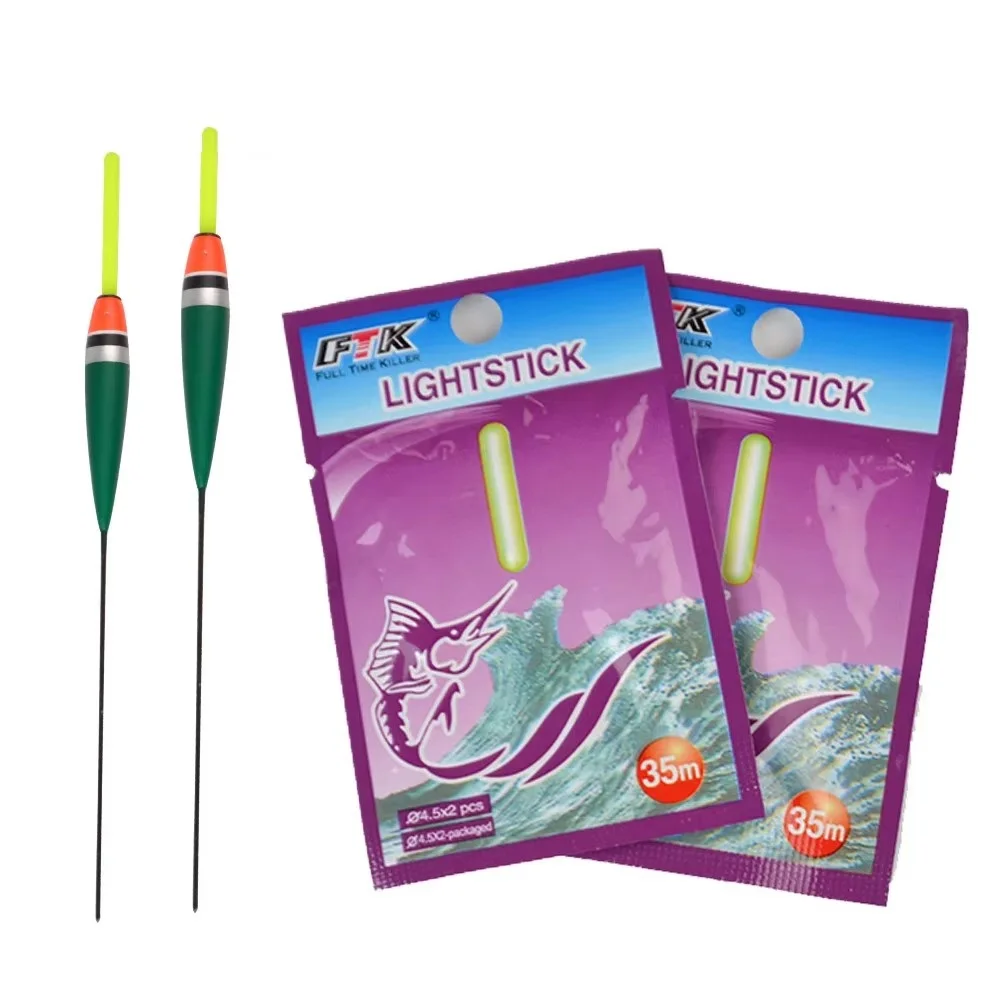 FTK 10PCS Barguzinsky Fir Fishing Floats Light Stick Bobber Mixed Size 2G-6G Vertical Floats Buoy Carp Fishing Accessories