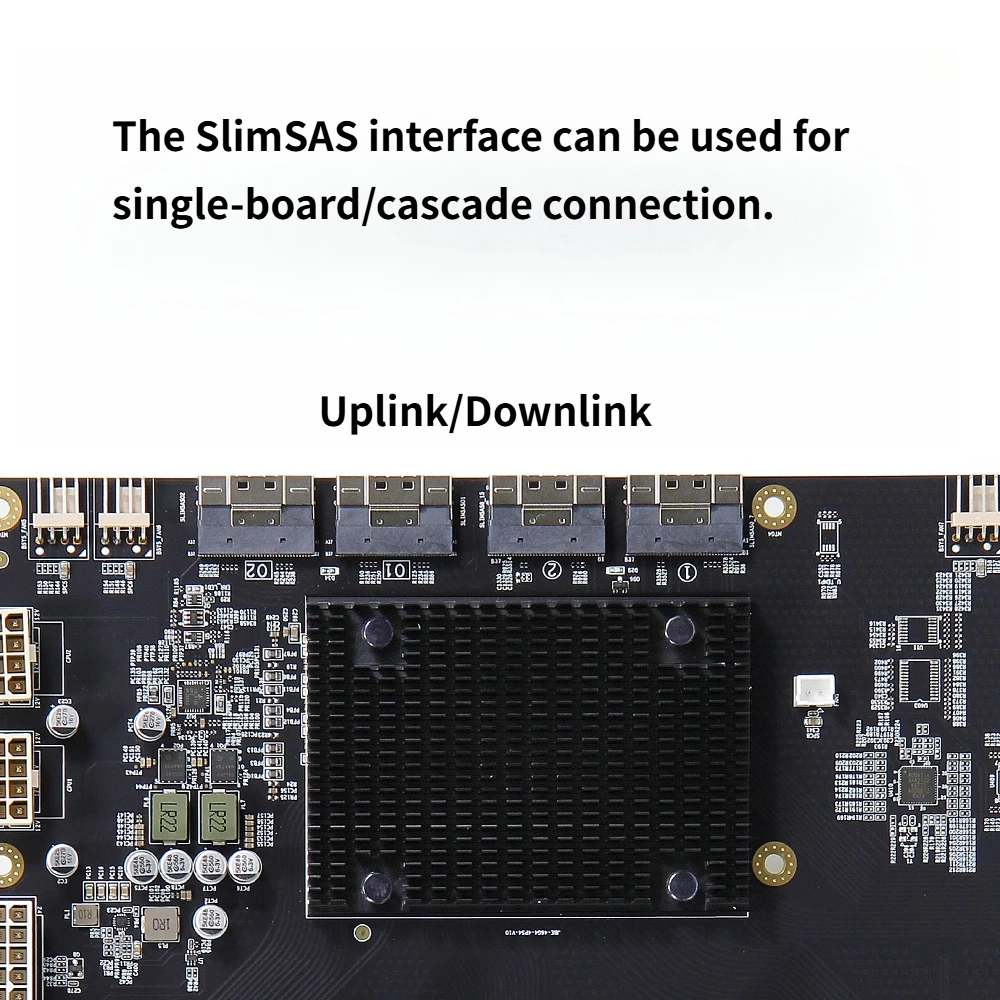PLX88096 PCIe 4.0 Switch GPU Expansion Backplane 4/5 Slot SFF-8654 SlimSAS PCIe X16 Extender Board Support GPU NIC U.2 SSD