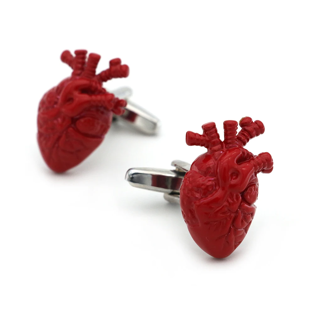 iGame Bloody Heart Cuff Links Red Color Doctor Design Quality Brass Material Cufflinks For Men