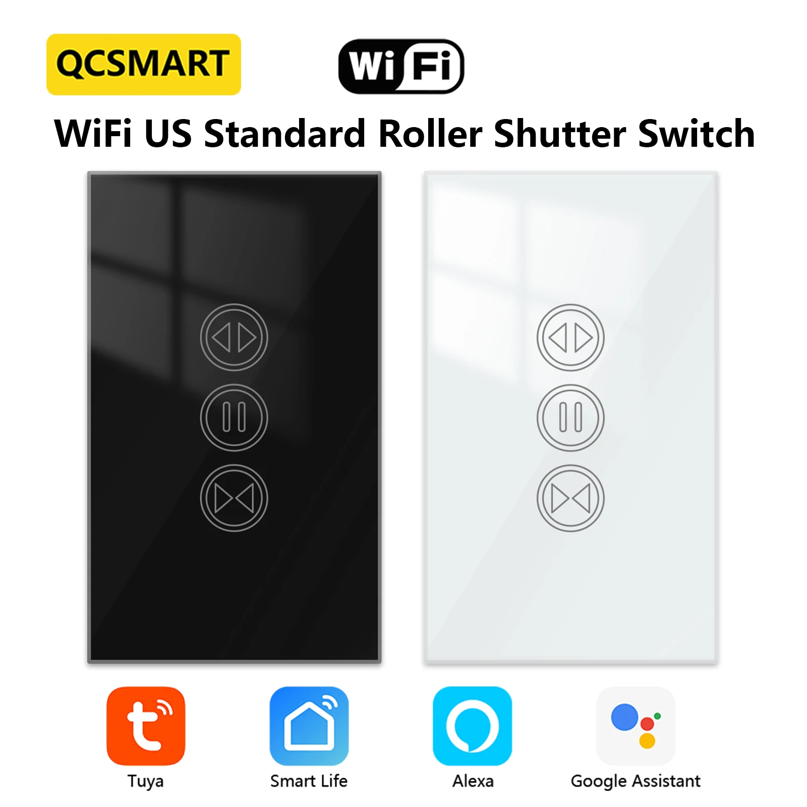 Tuya Smart Life US Roller Shutter Curtain Switch Motor Running Time Setting Remote Control Work With Google Assistant Alexa