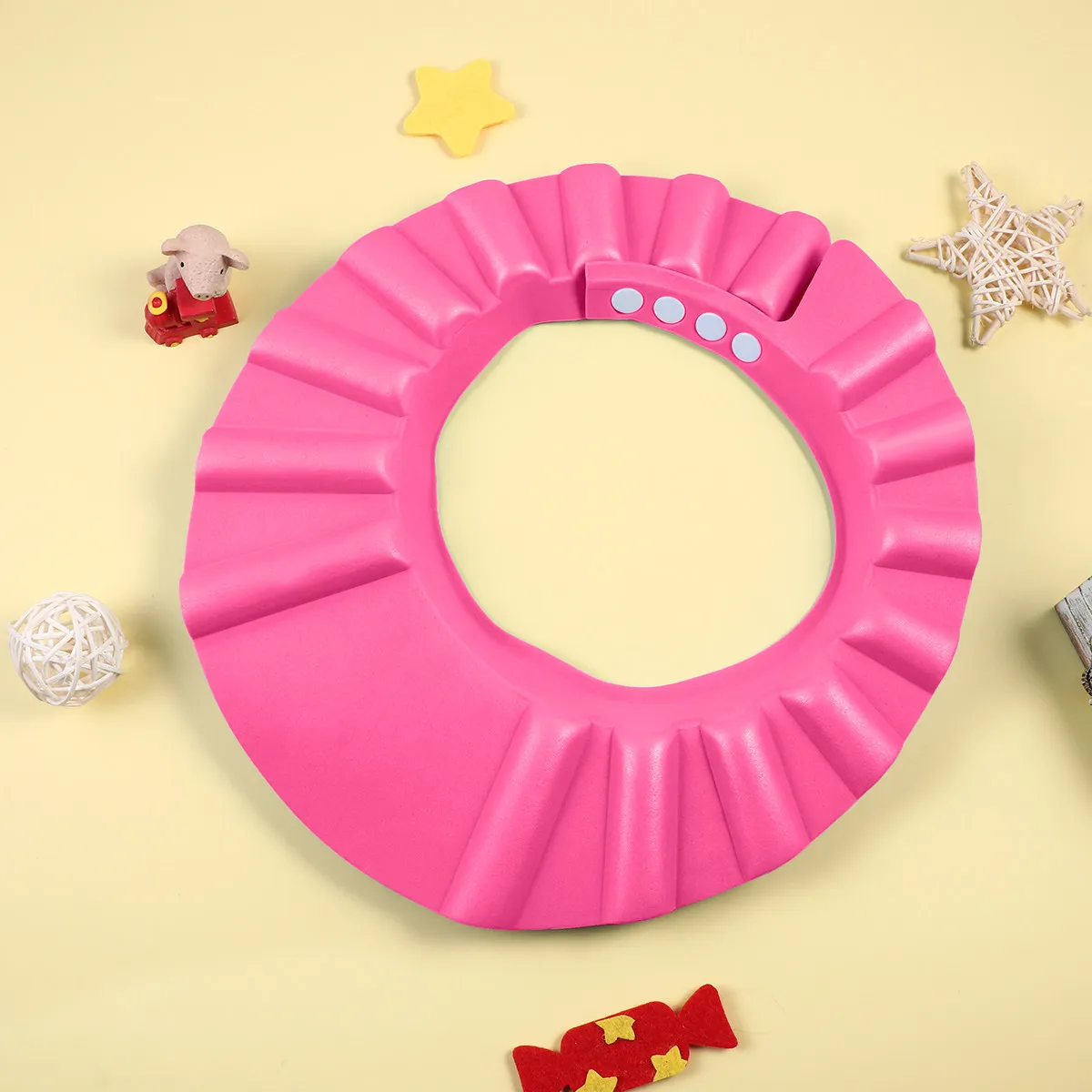 

Baby Shampoo Shield Hat Adjustable Infant Shower Cap Lightweight Bright Color Water Drain Slots Eye Ear Protection Bath Hair