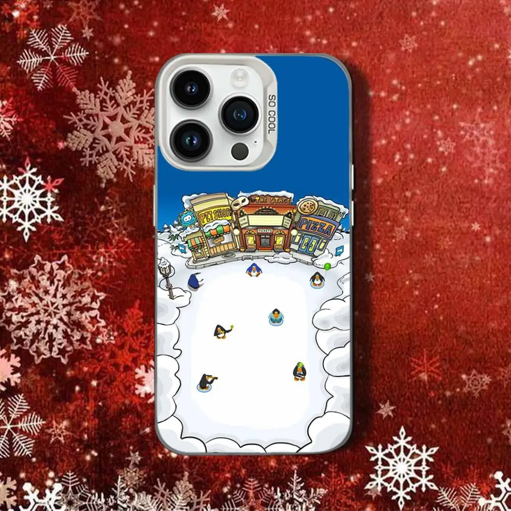 Game ClubS Penguin-S-ES Voor iPhone 14,16,15,17,13,12,11,Pro,SE4,Max,Plus,Air,Mini Telefoonhoesje Wit Snoep Schokbestendig