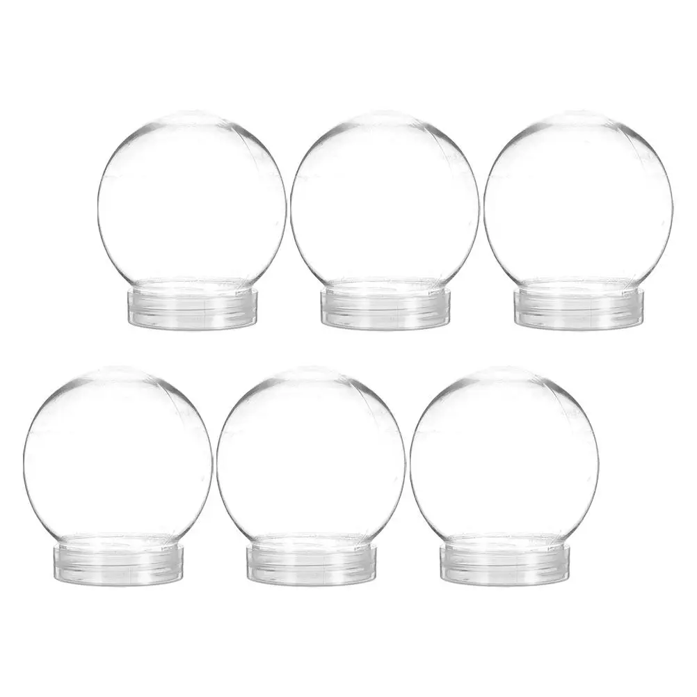 6Pcs DIY Snow Globe Jar Set 270Ml Clear Plastic Water Globe Bottle with Tight Screw Lid Candy Display Container Craft Kit