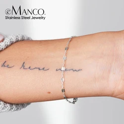 EManco Adjustable Lip Chain, Silver Color Stainless Steel Chain Bracelets for Women, Wholesale Jewelry, Lace Design