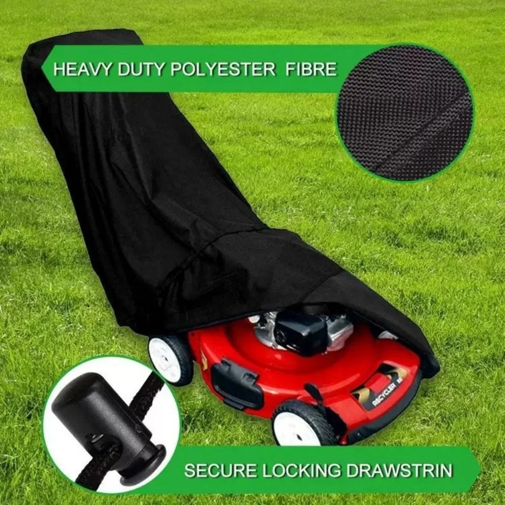 Oxford Cloth Lawn Mower Cover UV-Resistant Waterproof Push-type Lawn Mower Cover Windproof Snowproof Heavy-duty Mower Cover