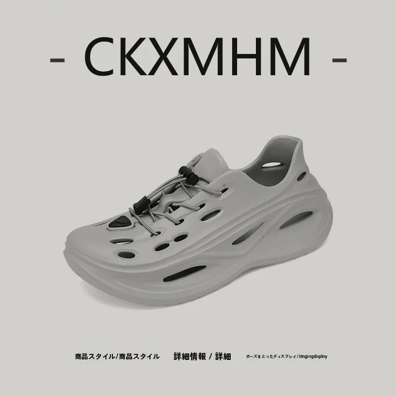 2026年夏-メンズ-厚底-滑り止め-穴あきシューズ-アウトドア-ソフトボトム-フィッシング-ウォーターシューズ-カジュアルスタイル-eva素材