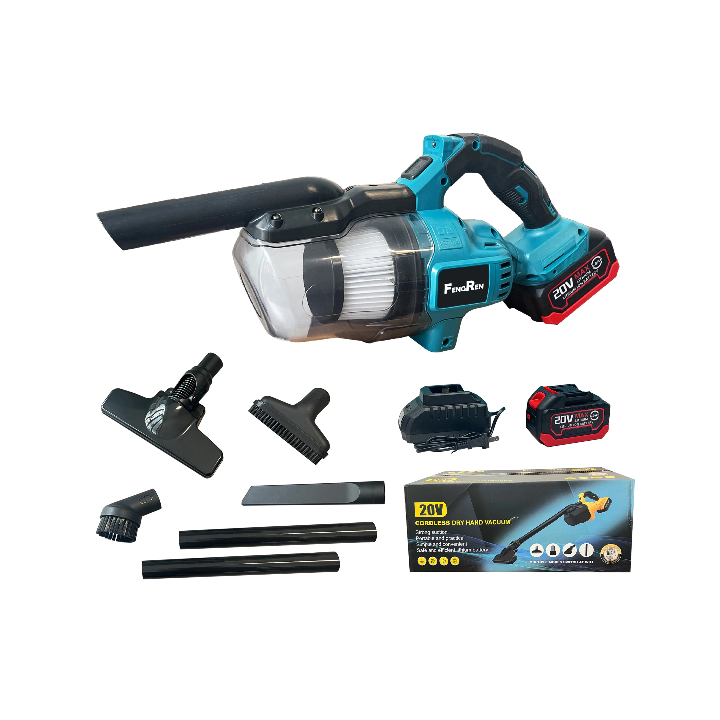 مكنسة كهربائية صناعية محمولة باليد بقوة 20 فولت، مكنسة كهربائية ليثيوم لاسلكية