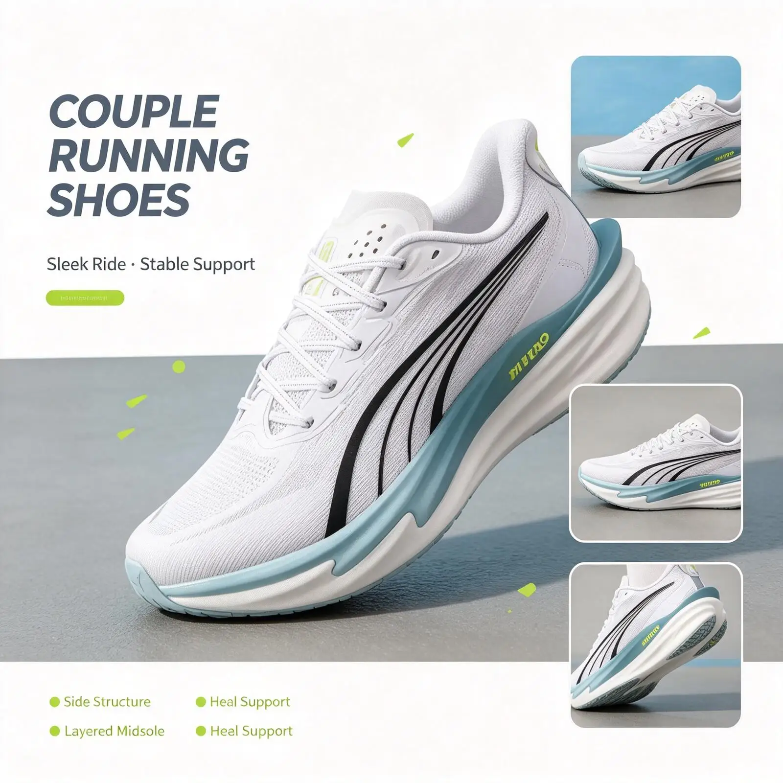 Puma Lightweight Breathable Mesh Sneakers Shock Absorption Non-Slip Outdoor Walking Tennis athletic men running shoes 312123-09