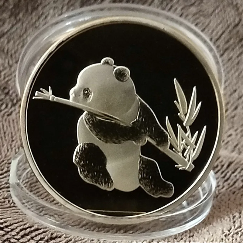 Panda Silver Coin Gold Plated Chinese National Treasure Commemorative Coins Collection Christmas decorations New Year Art Gift