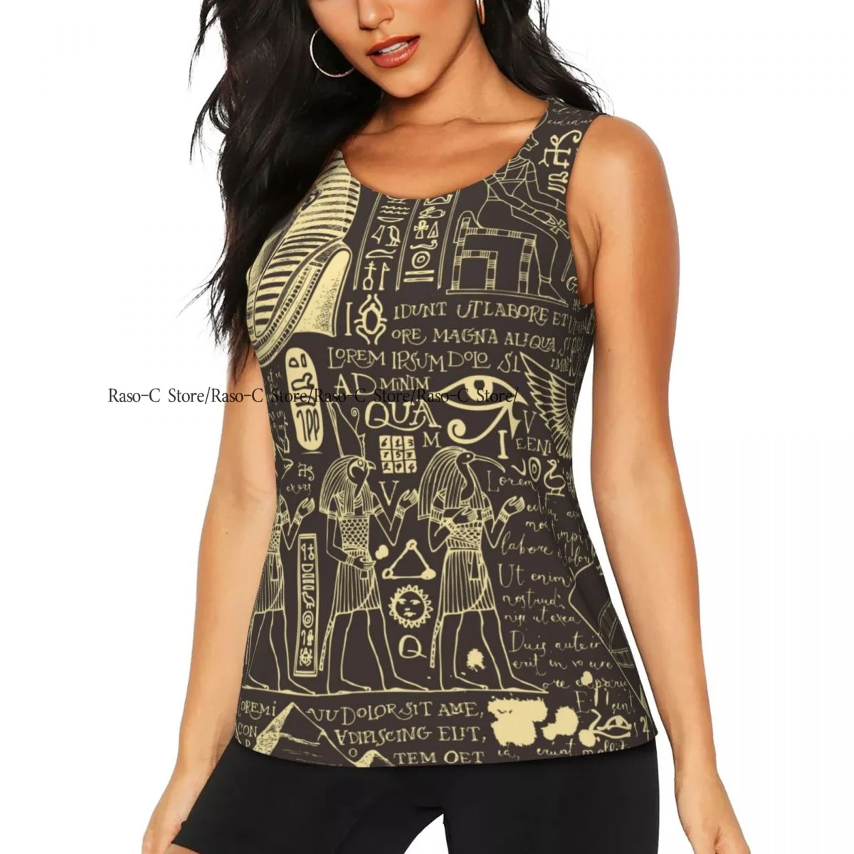 

Women's Sleeveless Yoga Tank Top Ancient Egypt Egyptian Gods Quick Dry Running Sports Vest Fitness Gym Top Workout Yoga Shirts