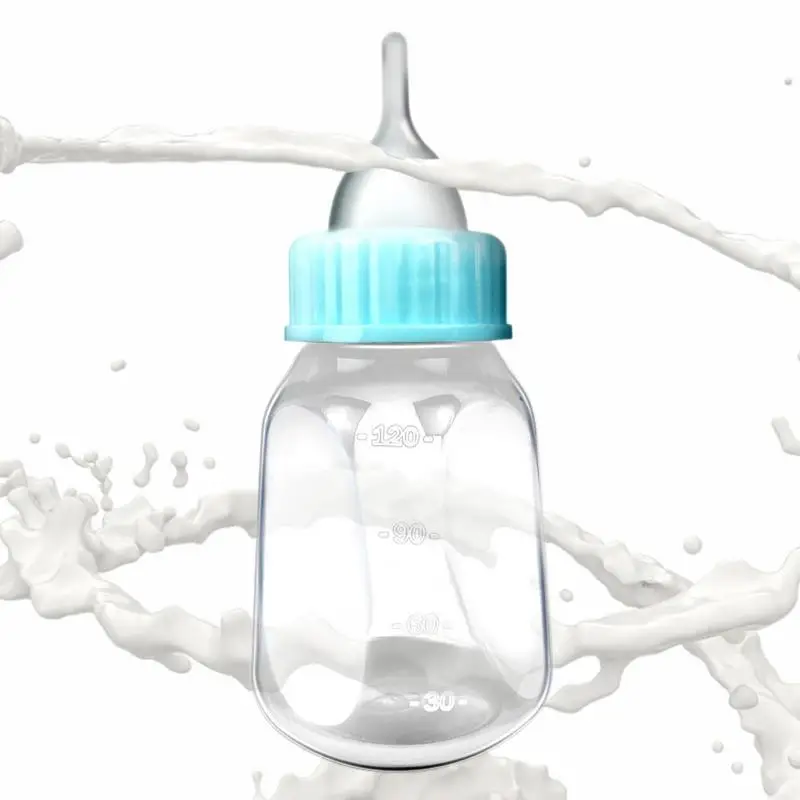 Temizle ölçeği ile 120ml Pet süt şişesi yavru kedi besleyici Pet emzikli şişe emzik Bite dayanıklı yavru besleme malzemeleri