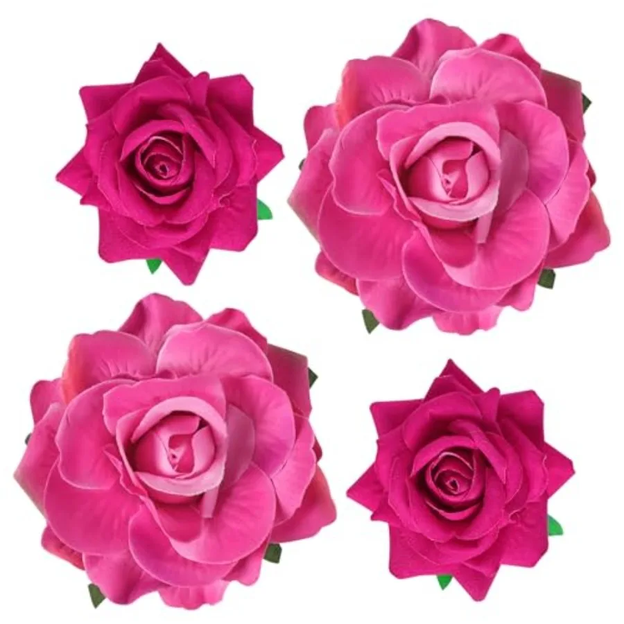 

Rose Hair Clip Flower Hairpin Brooch Floral Clips, 4 Pcs Fabric Rose Flowers Hair Clips Mexican Hair Flowers Pin up Headpieces