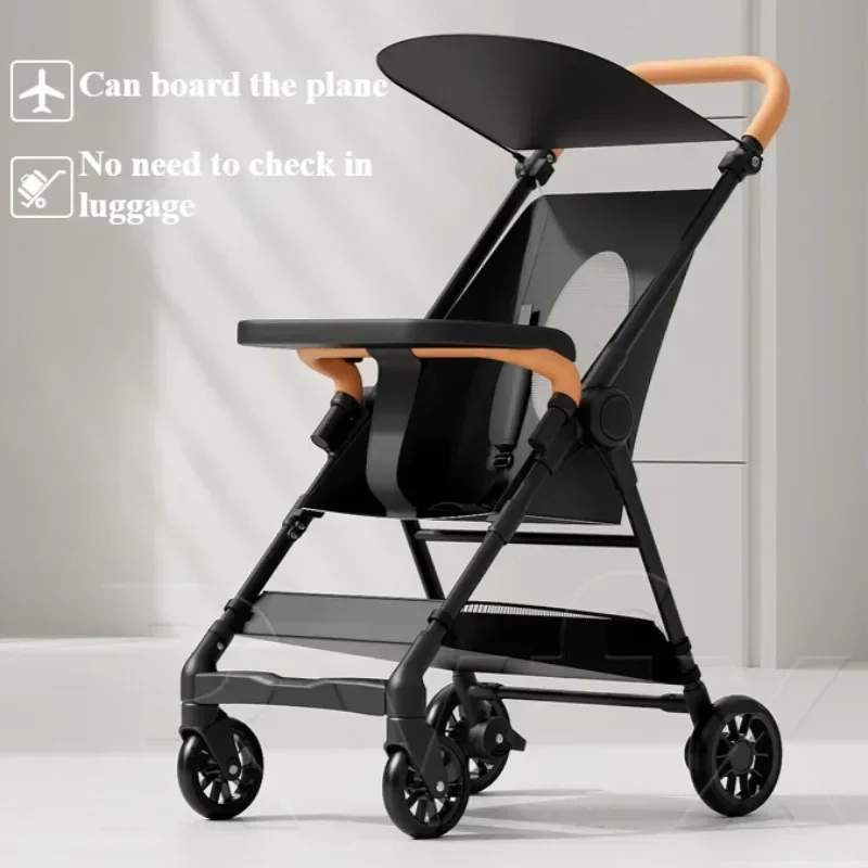 

Foldable Baby Stroller Lightweight Baby Strolling Cart with Removable Dining Tray Sunshade Travel Infant Stroller for Kids