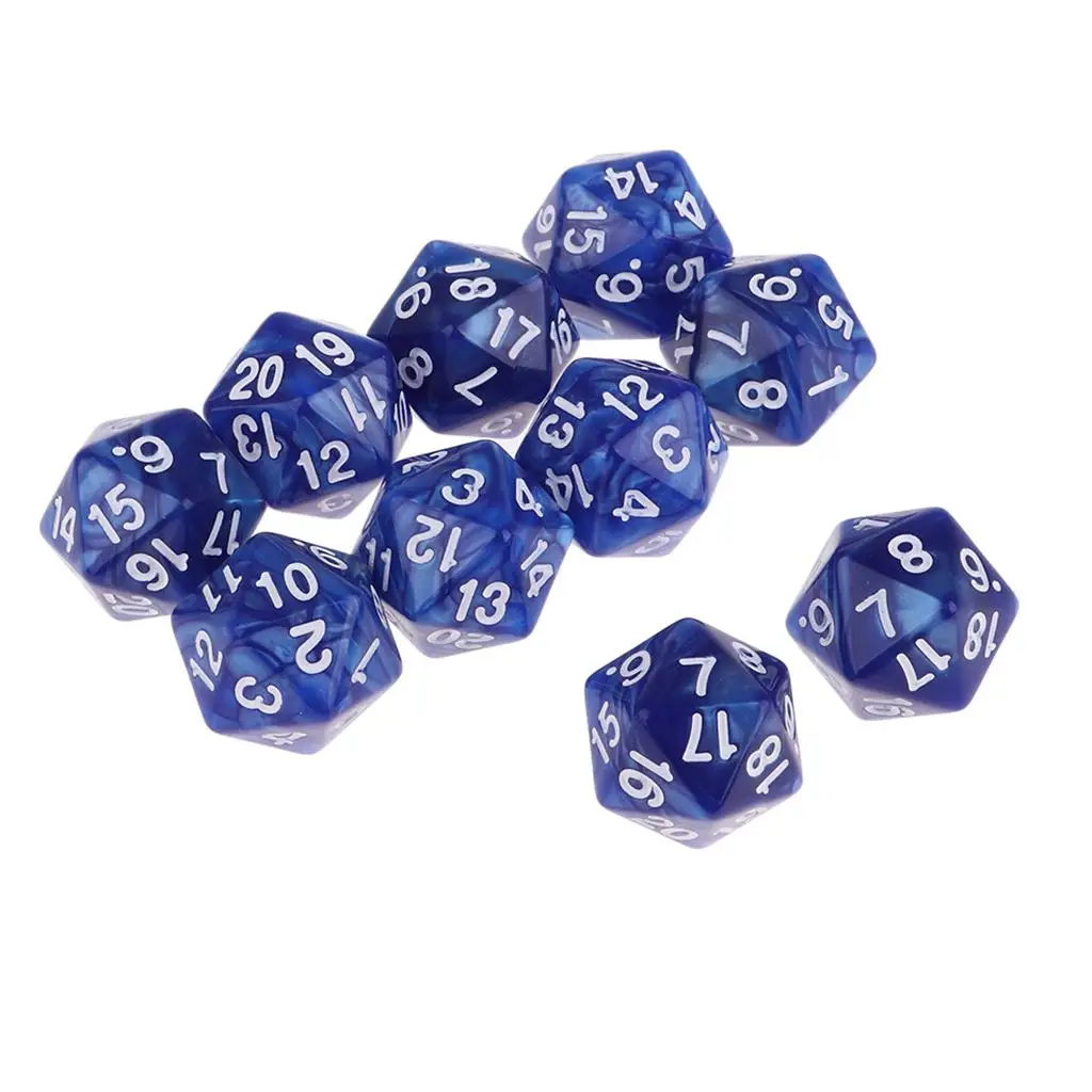 Pack of 10 Role Playing Games Twenty Sided D20(1-20) Dice