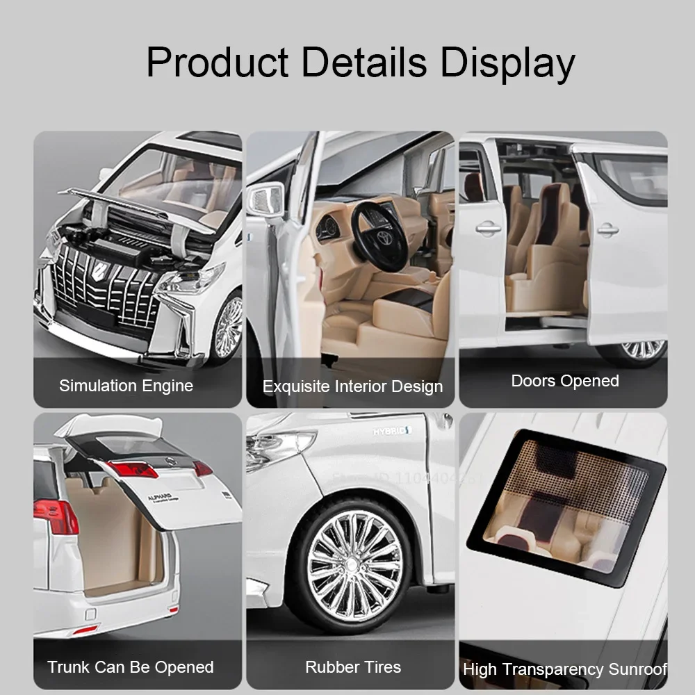 1:24 アルファード RAV4 合金製モデル玩具 ダイキャストカー 6ドア開閉 サウンドライト プルバック フロントホイールステアリング 大人向けギフト
