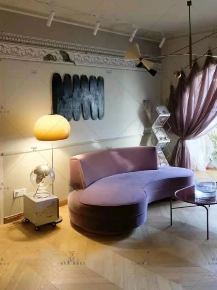 Purple Purple Sofa Nordic Velvet Curved Hall Reception Shaped Living Room Middle-Ancient Furniture