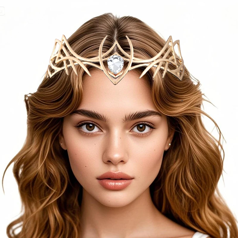

Vintage Baroque Fairy Elven Round Elves Tiara Goddess Cosplay Unisex Alloy Headband Jewelry Hair Accessories Movie Prop