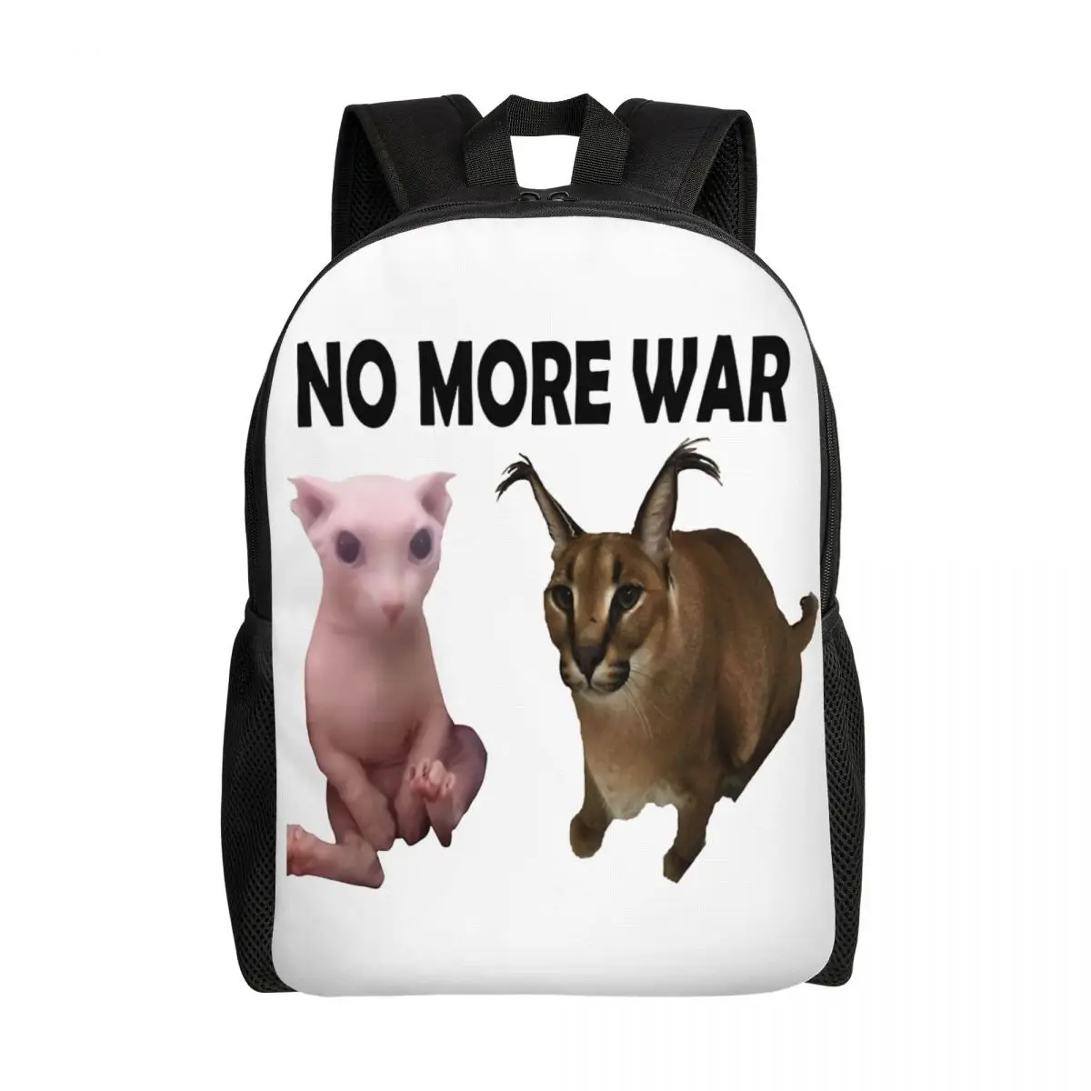 No More War-mochilas grandes de Floppa y Bingus para niñas y niños, divertidas bolsas de viaje de gato Meme, Escuela Universitaria, bolsa de libros, se adapta al Lapto de 15 pulgadas