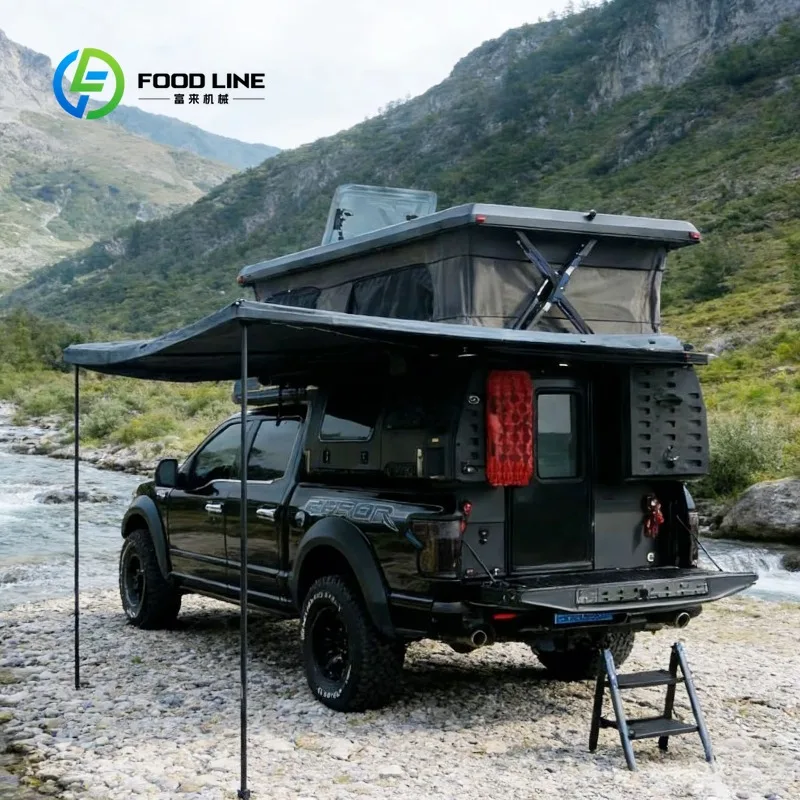 Customized Hard Shell Camper For Truck Bed With Rear Tailgate Access And Slide Out Cooking Station Bulk Order Lower Price