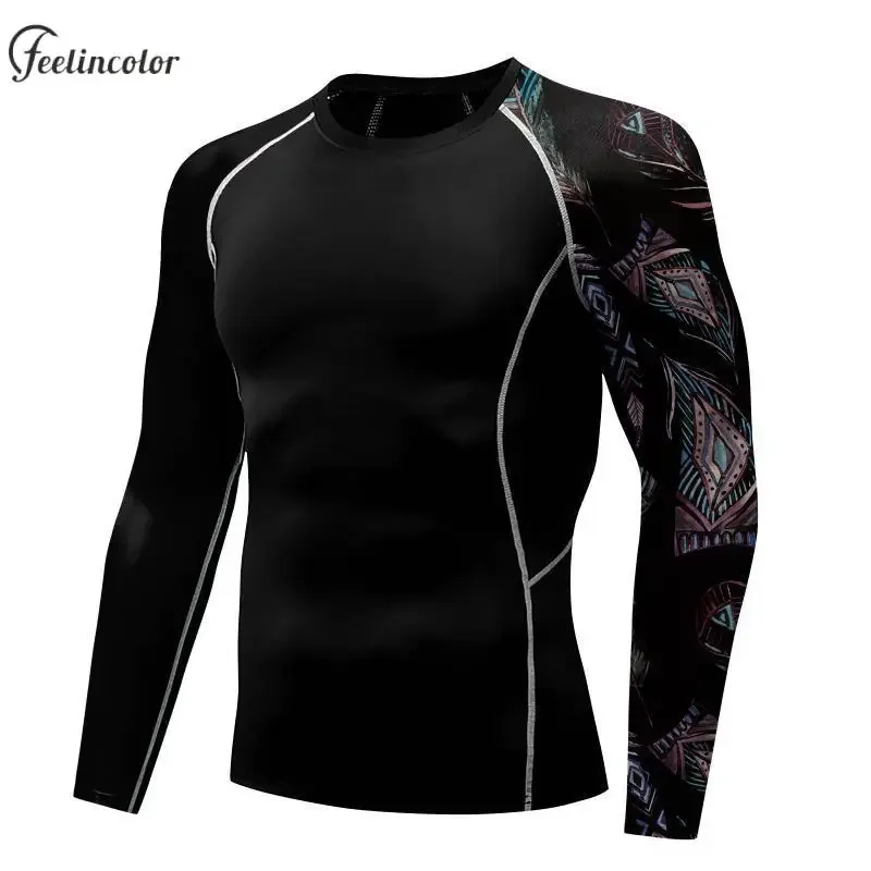 New Skull Long Sleeve T-Shirt Men Summer Fitness Quick Dry T-Shirts Breathable Compression Tops Outdoor Sportwear Clothing