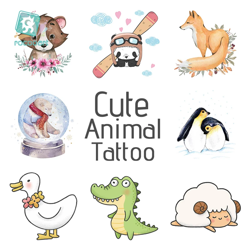 40 Sheets Children's Individual Tattoo Gifts With Animal Designs Tattoo Sticker Cute Cat Fox Deer Temporary Tattoos For Kids