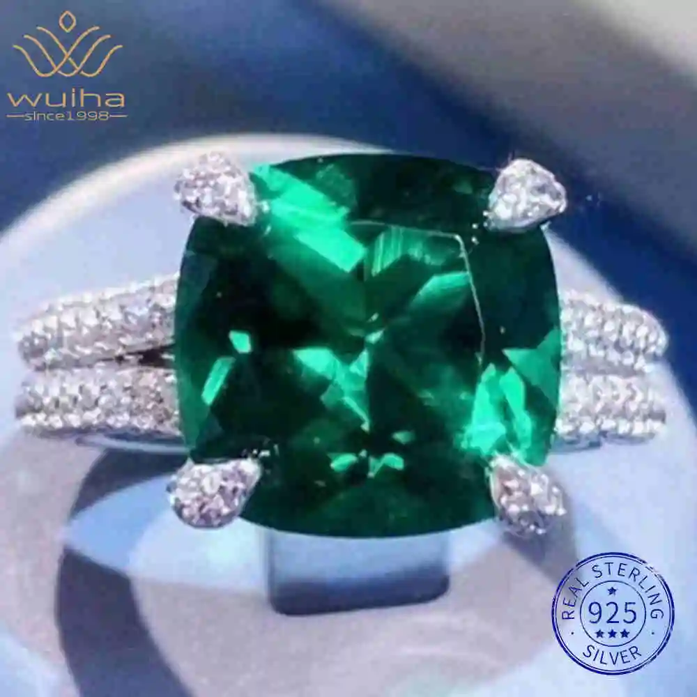 

WUIHA 100% стерлинговое серебро 925 пробы лабораторный сапфир изумруд высокоуглеродистые бриллианты драгоценный камень свадебное обручальное кольцо ювелирные изделия оптом