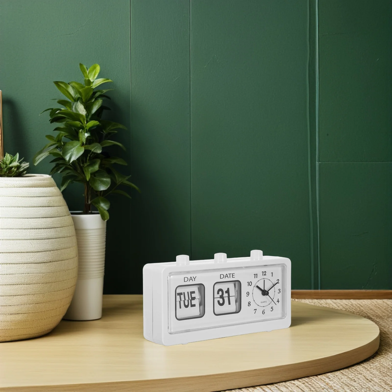 Orologio da tavolo manuale vintage con vibrazione, calendario di facile lettura, display, strumento di apprendimento per bambini, sala studio, arredamento per ufficio, allarme per camera da letto per bambini