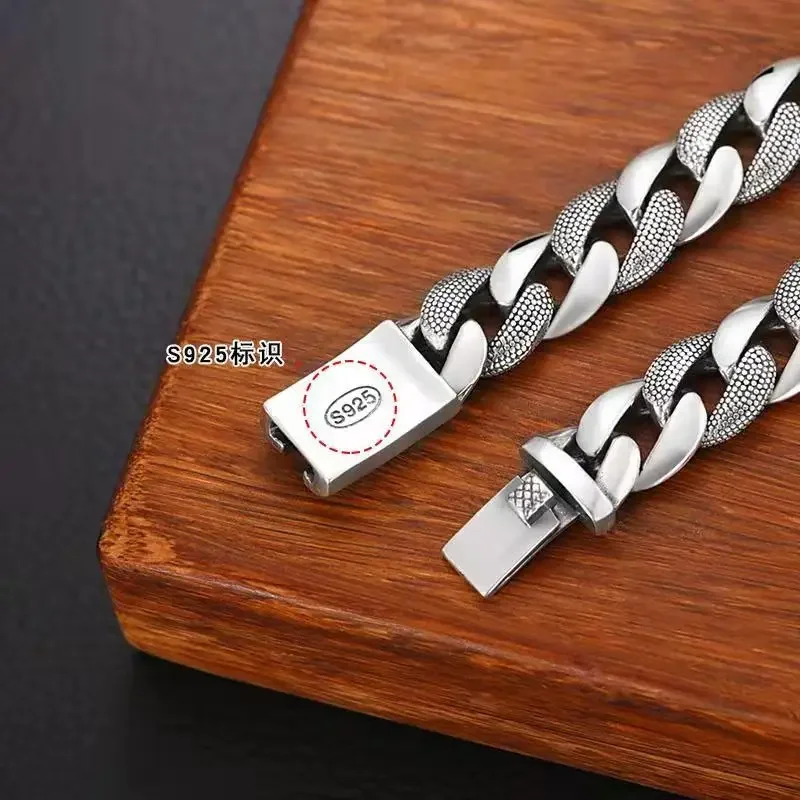 Hot selling 999 silver Cuban bracelet, thickened men's trendy and domineering, luxurious and fashionable hip-hop jewelry