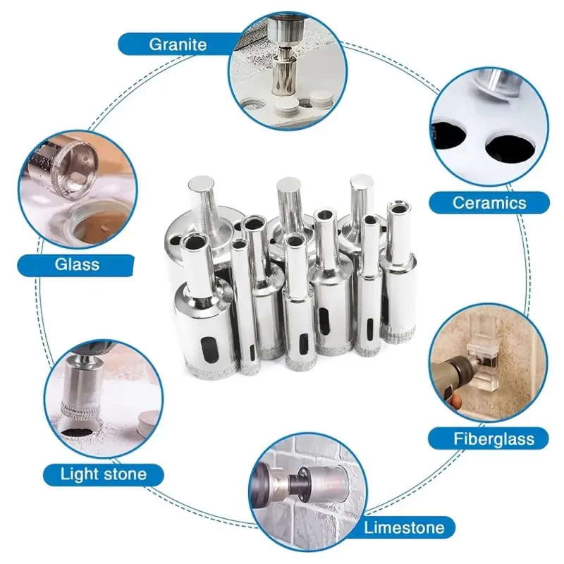 6-30Mm 10 Stuks Diamond Coated Hss Boor Set Tegel Marmer Keramische Hole Saw Open Boren bits Diamond Core Bit Power Tools